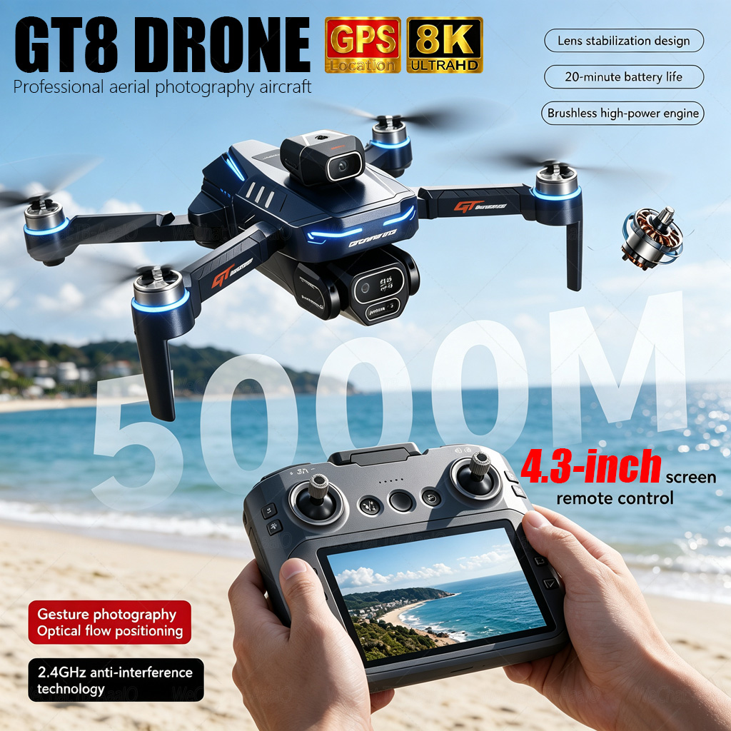 Drone E88Pro Rc 4K - NEW GT8 HD RCドローン 4Kプロフェッショナルデュアルカメラ WiFi