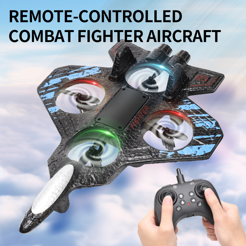 Drone Aircraft Jjrc - LEDカラフルライト搭載の航空機模型、2.4Gリモコン戦闘機、電動フォームグライダー、スタントタンブリングUAV、ホバリングヘリコプター