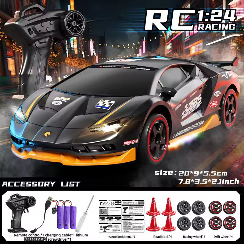 Drone Lidi Rc - 1/24 4WD RCドリフトカー 2.4GHz高速リモコンレーシングカー 車両モデル LEDライト付き