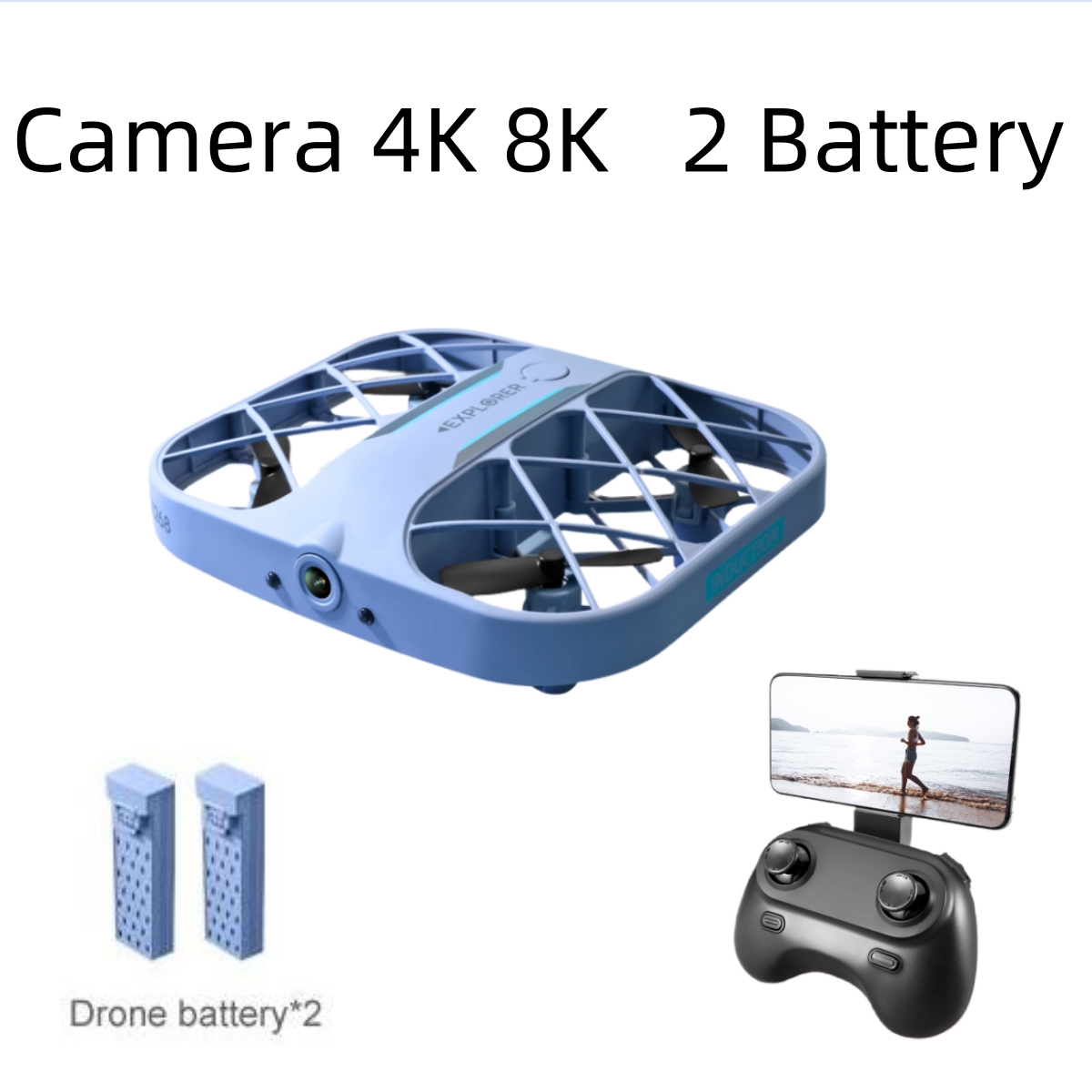 Drone Rc Harness - JJRC H107 FPV RCドローン（バッテリー2個付き）、8K/4Kカメラ搭載クアッドコプター、リモコン付きドローン、クリスマスプレゼントに最適