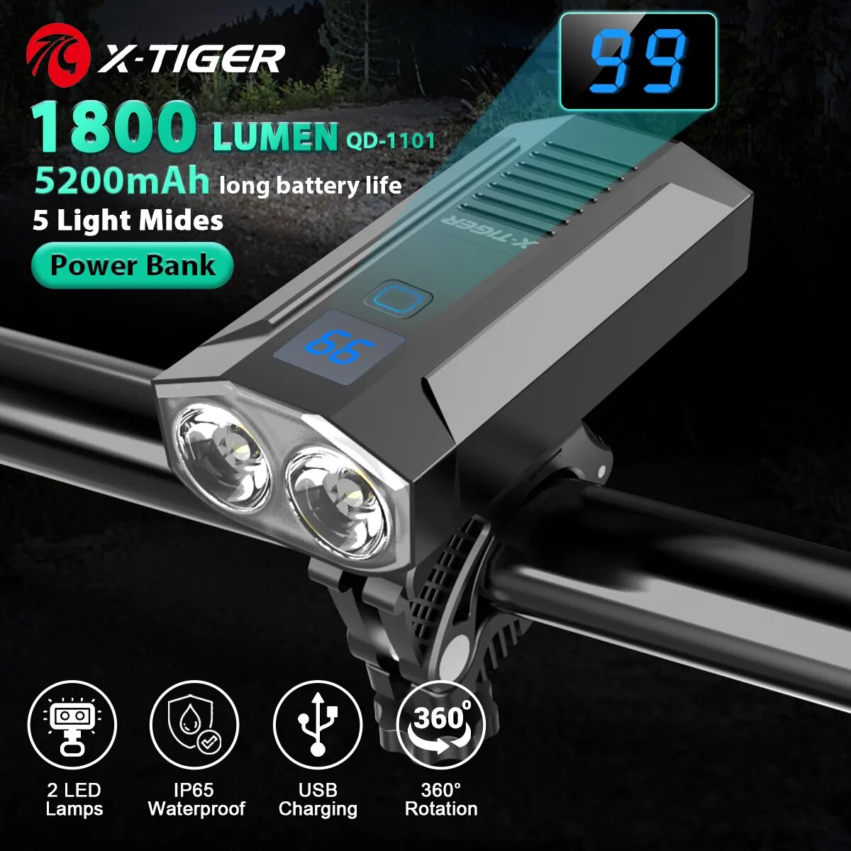 X-Tiger自転車ライトヘッドライト自転車ランプモバイルバ - Drone Keh Rc K11 Turbo のレビューと価格