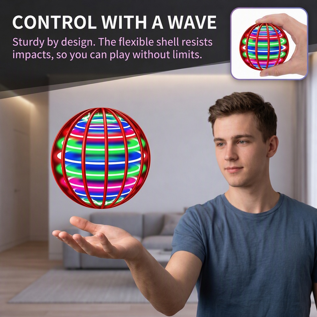 カラーLEDライト付きフライングボール＆自動ブーメラン、反重 - Drone Ball Rc のレビューと価格