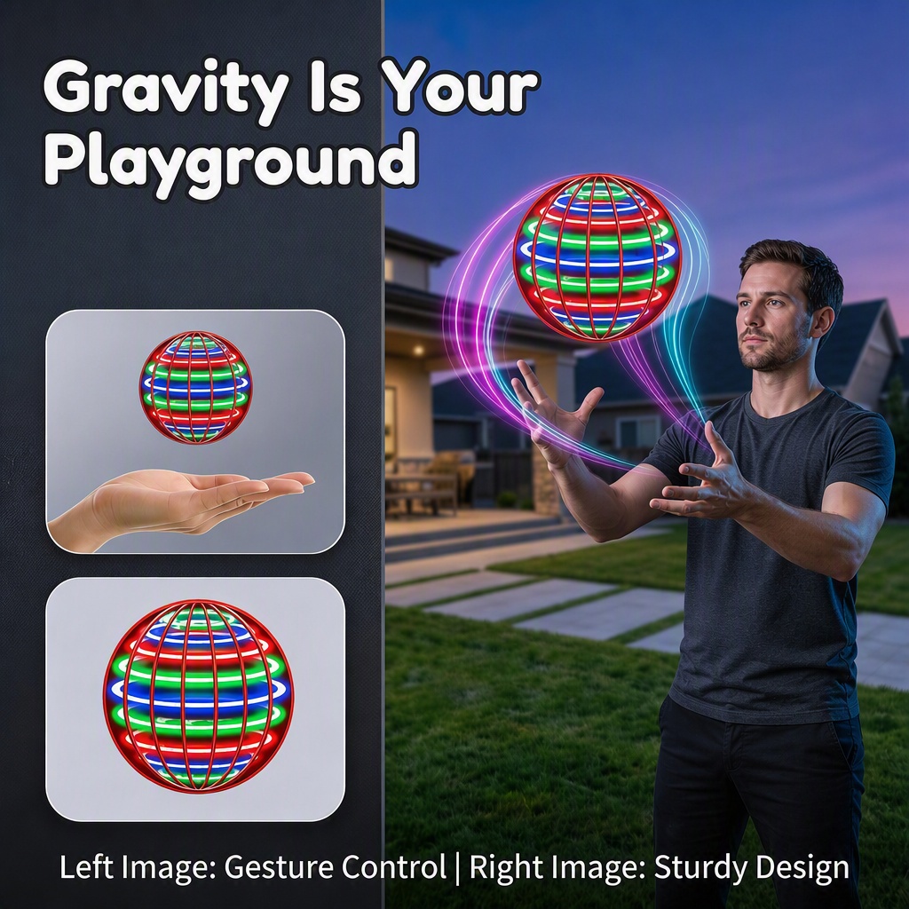 カラーLEDライト付きフライングボール＆自動ブーメラン、反重 - Drone Ball Rc のレビューと価格