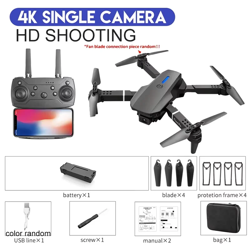 4K E88Proドローン、1080PデュアルHDカメラ搭載 - Drone E88Pro Rc 4K のレビューと価格